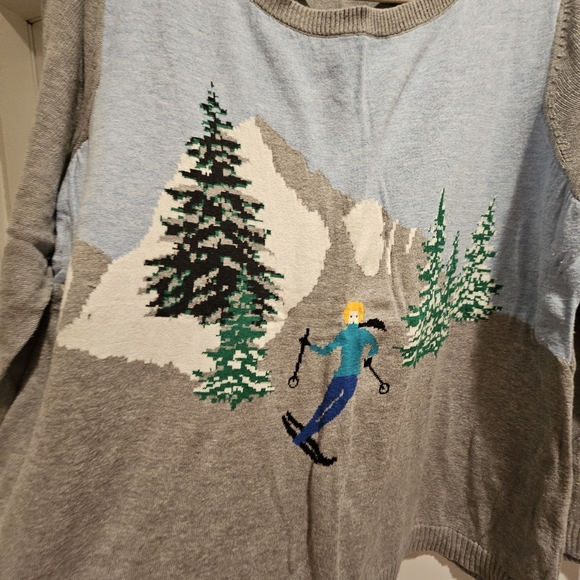 Talbots Gray and Blue Women's Shirt with Mountain Design 3X - Picture 4 of 7